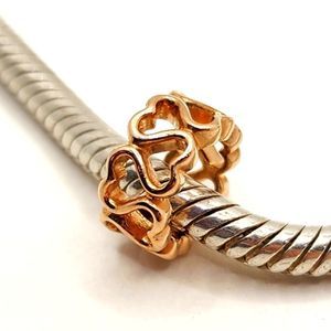 18K ROSE GOLD 925 STERLING SILVER ENDLESS HEART SPACER CHARM FOR PANDORA